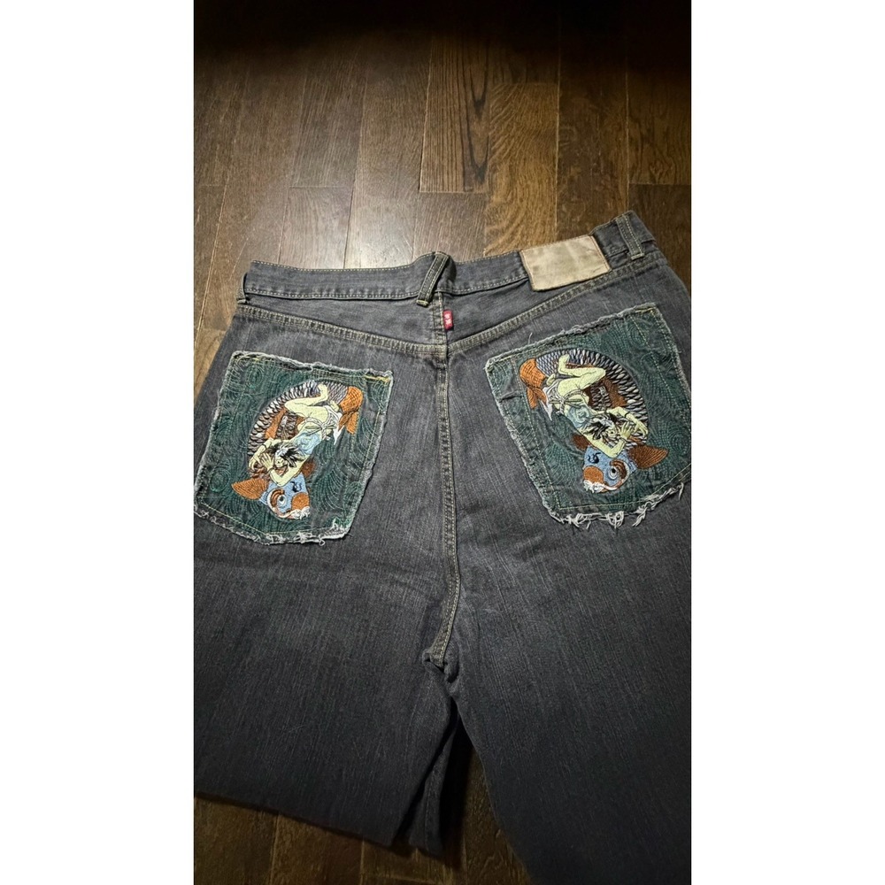 Vintage Red Monkey Company Shorts 38 Denim Loose Baggy Jean Jorts RMC Y2K Koi